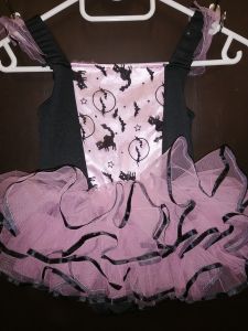 Kids Costumes to Hire - Black & Pink Tutu - cats & bat print - CHILD